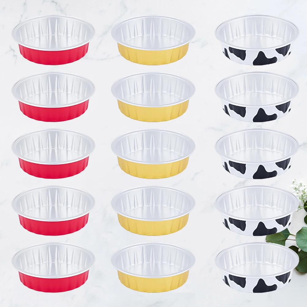 

50PCS 80ML 80G Round Mousse Cup Aluminum Foil Cake Cup with Transparent Cover Practical Food Baking Cup for Home Store (Golden+R