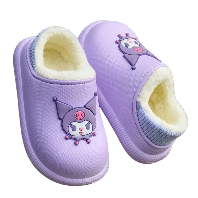 Sandal anak perempuan Sanrio di musim dingin di luar tahan air termasuk sepatu katun tumit sepatu dalam ruangan anak Cinnamoroll My Melody