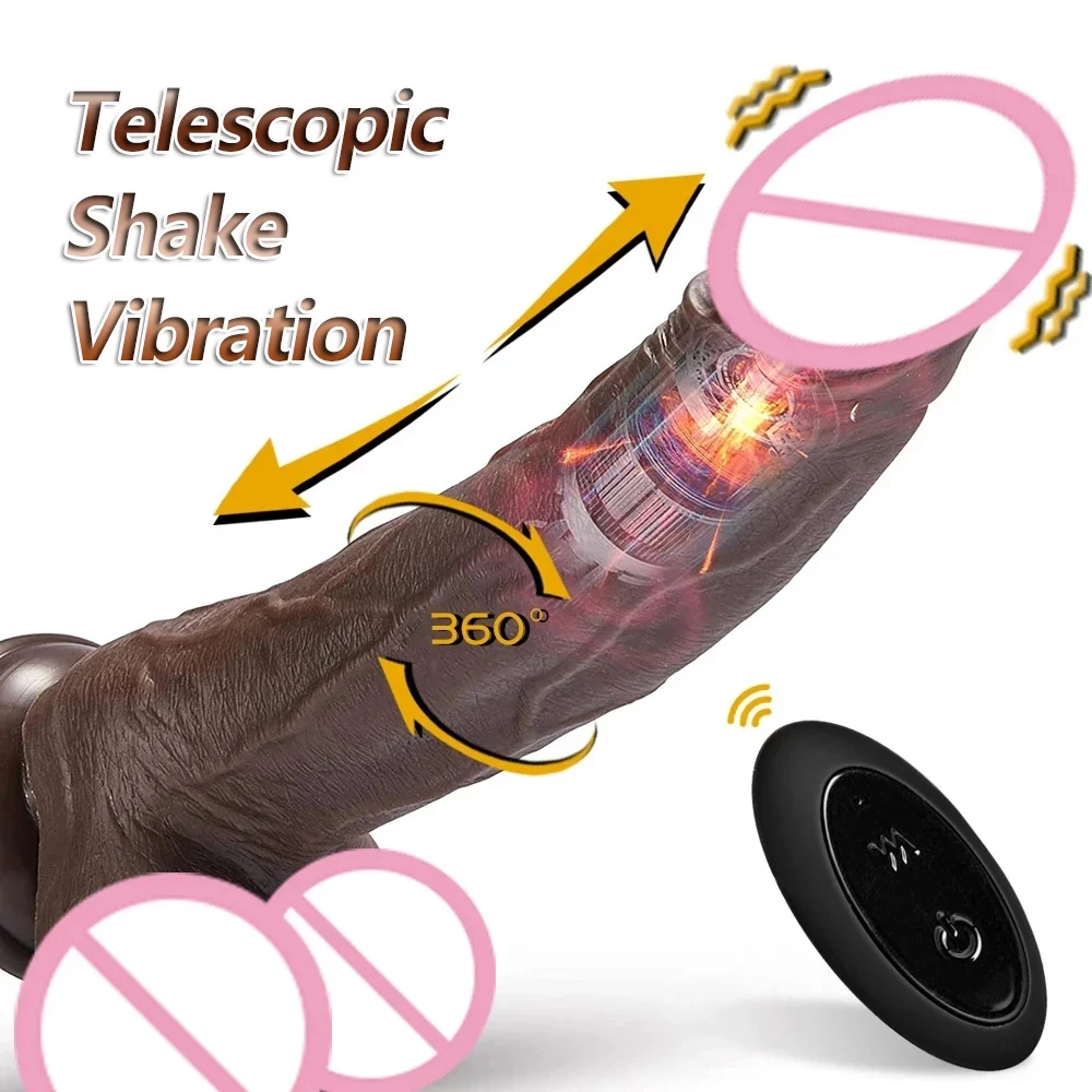 

Black Dildo Automatic Telescopic Shaking Realistic Artificial Penis Vibrator Heating Female Masturbation Adult Sex Toy For Women