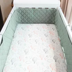 Parachoques de cama de bebé, tela de crepé de doble capa, cuna circundante para niños recién nacidos, cuna de algodón alrededor de la cama, cojín de protección, ropa de cama