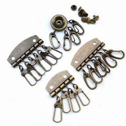 4pcs Leather Keycase 4/6 Hooks Clasp Clip Key Ring Organizer Holder Key Row Wallet Leather Bag Hardware keyrings