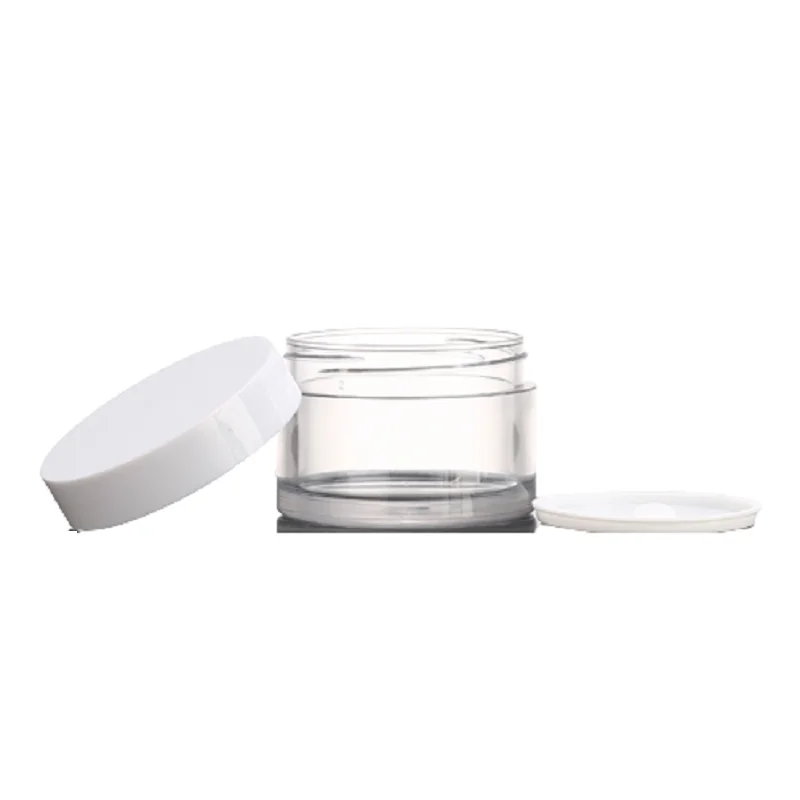 30g50g100g150g 200gLuxury Clear PET Plastic Thick Bottom Cream Jar White Lid Packaging Bottle Empty Skincare Refillable Pot10pcs