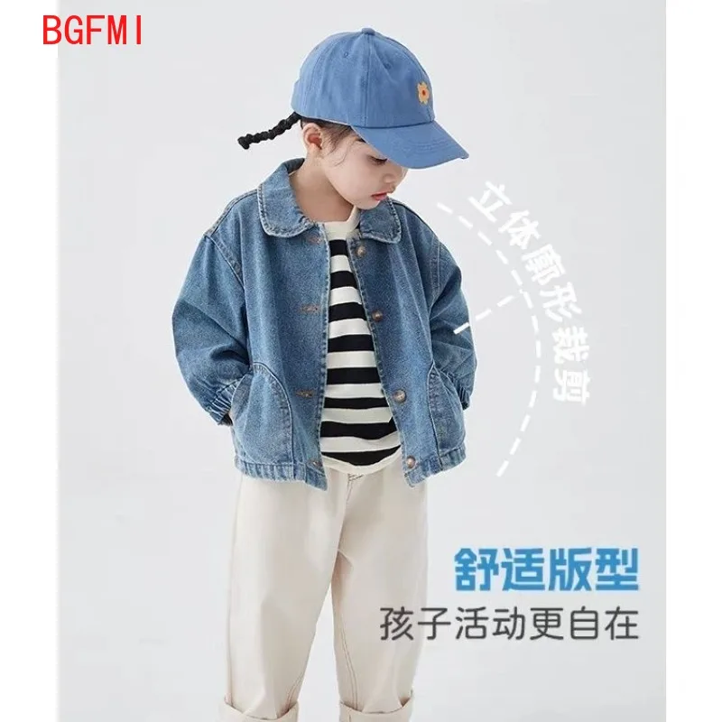 Boy Outerwear Pocket Coat Jacket Turn Down Collar Single Breasted Solid Cotton New Fashion Simple Cute Cool Spring Autumn Girls