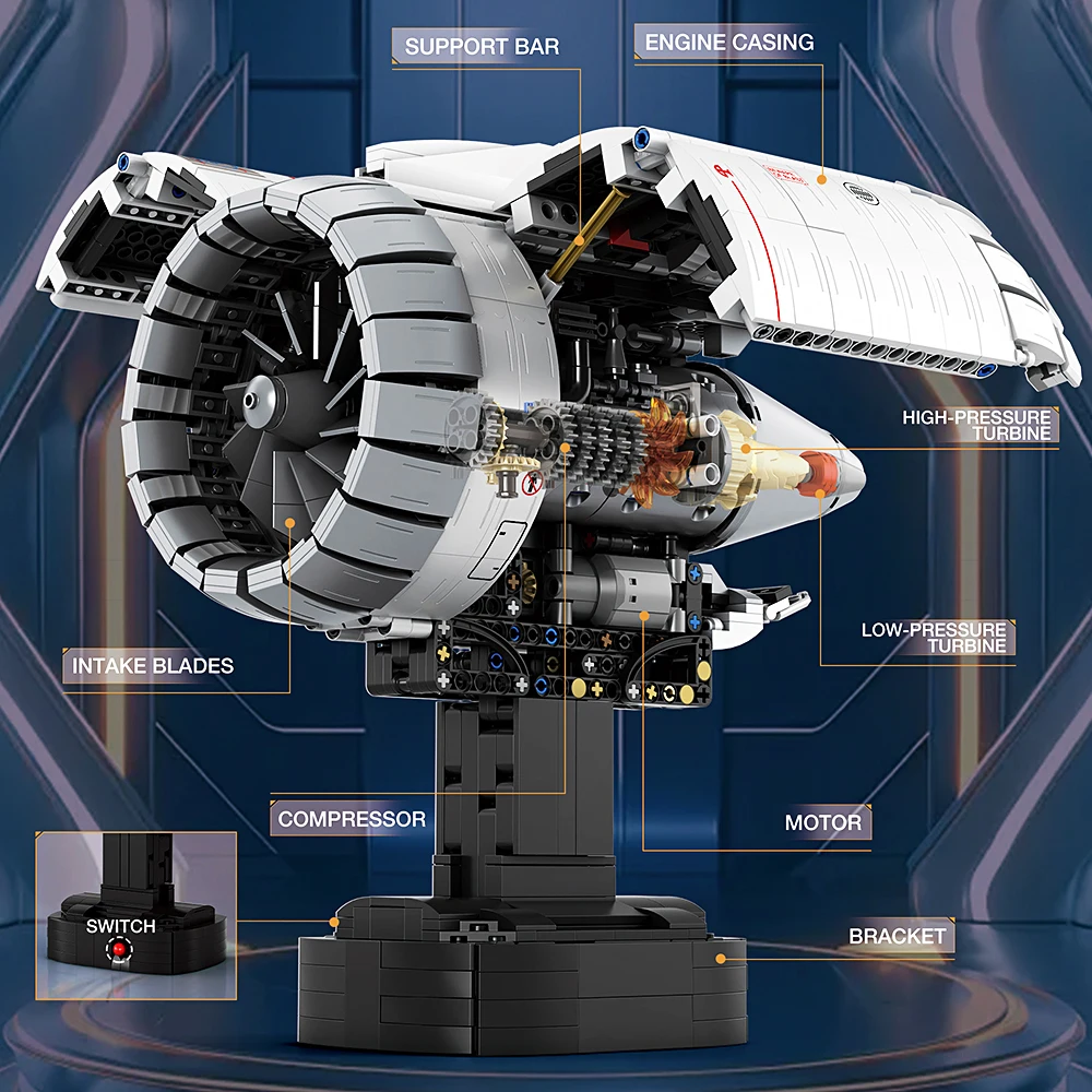 

High-Tech Airplane Aircraft Turbofan Engine Model Building Blocks Difficult Assembly Bricks Toys Christmas Gifts For Room Decor