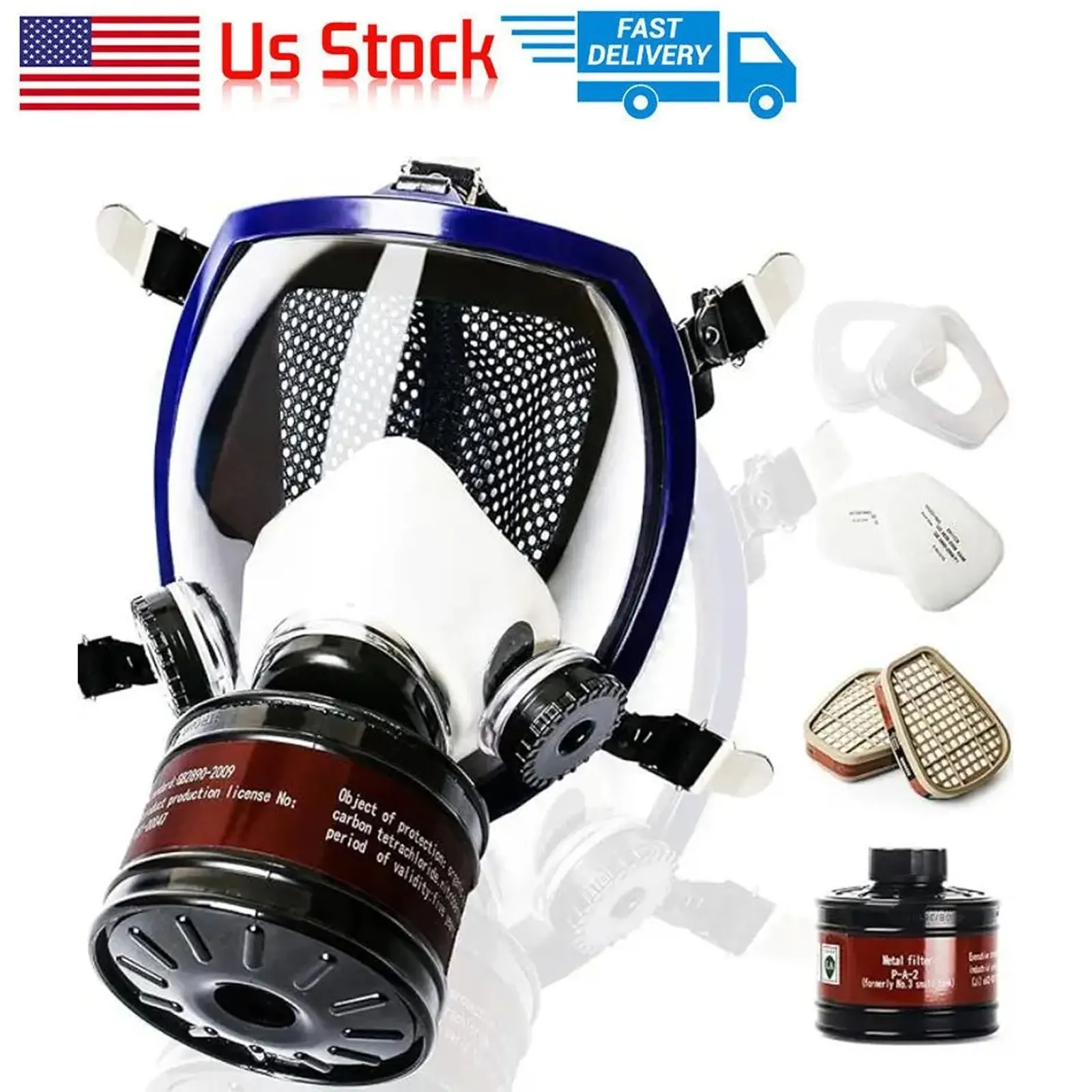 

3 ports Multipurpose Full Gas mask spherical Super clear Fully sealed Protective mask Spray paint Industrial pollution gas mask