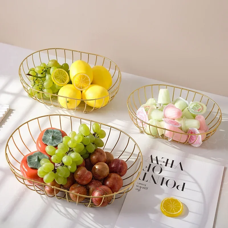 

Creative Household Fruit Plate, Iron Nordic Living Room Snack Candy Basket, New Entry Luxury Home Tray