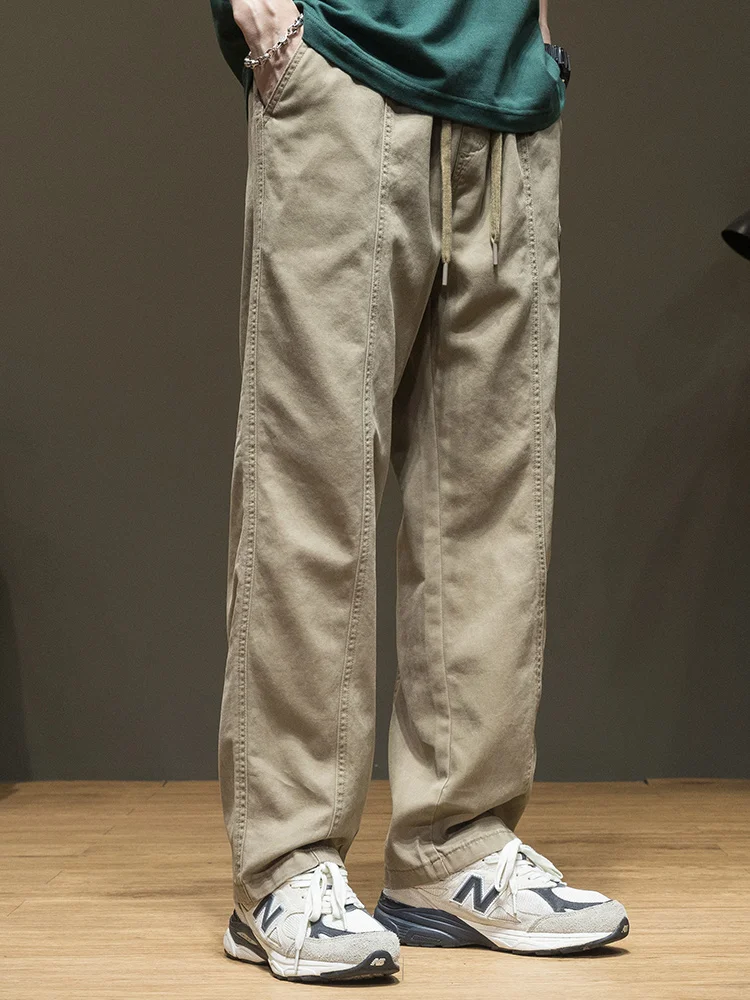 Klassische hochwertige Herren hose Frühling Sommer einfarbig männlich in voller Länge Baumwolle Straight Fit Freizeit hose Herren