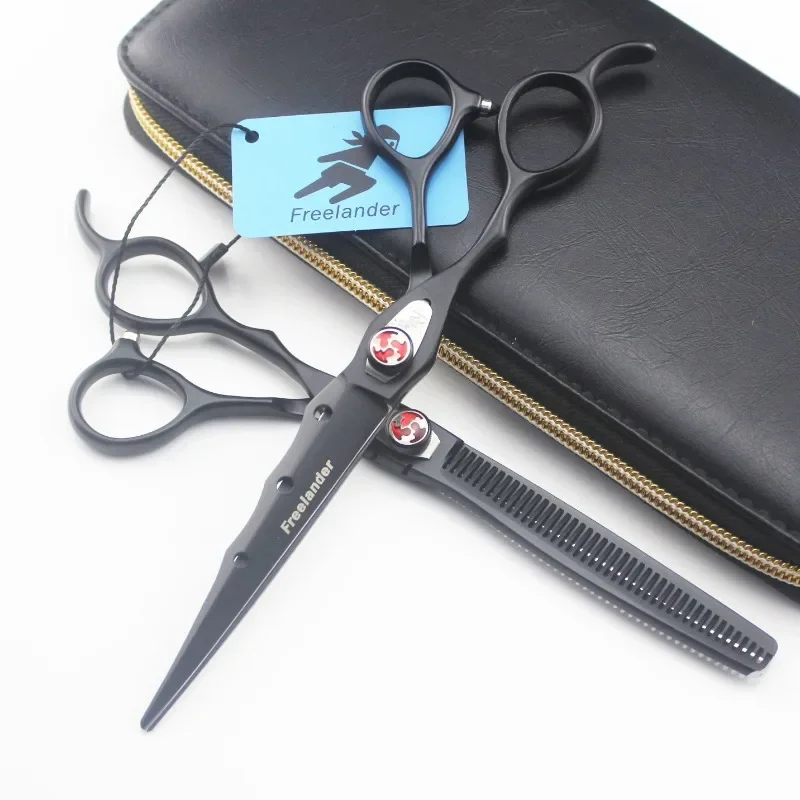 Professional Japan 440c Left Hand 7 Inch Cut Hair Scissors Cutting Barber Haircut Thinning Shears Hairdressing Scissors with Bag