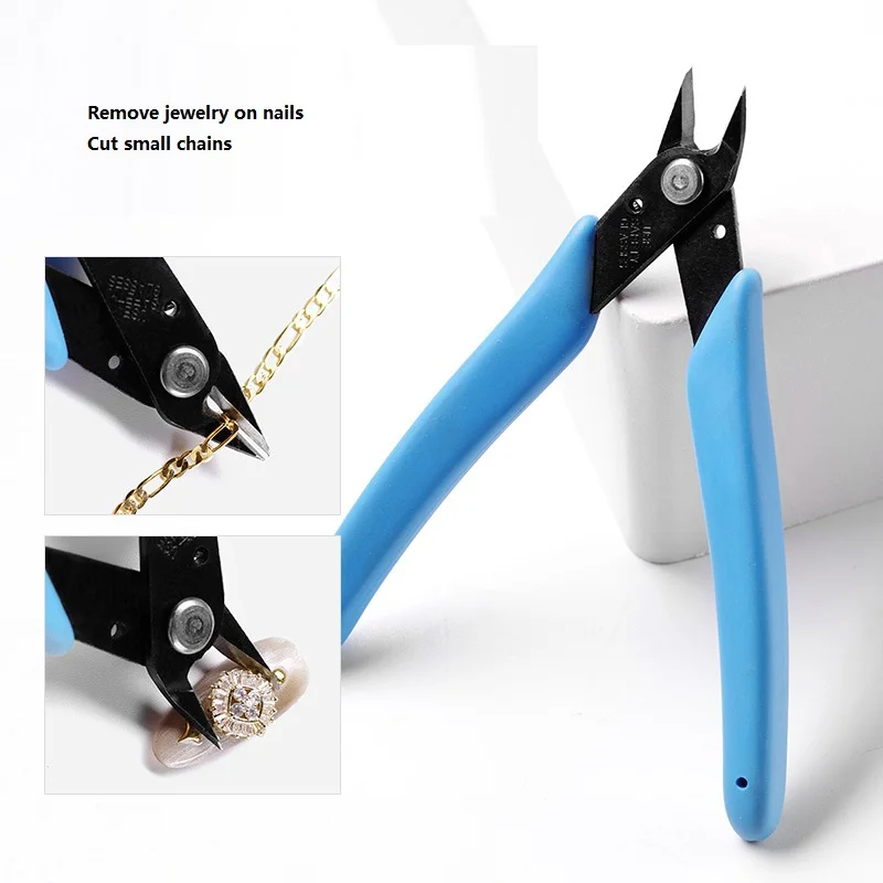 Manicure Nail Pliers For Rhinestones Gems Removal 170 Soft Wire Cutter Nail Unloading Nippers Chain Scissors Nail Art Tool