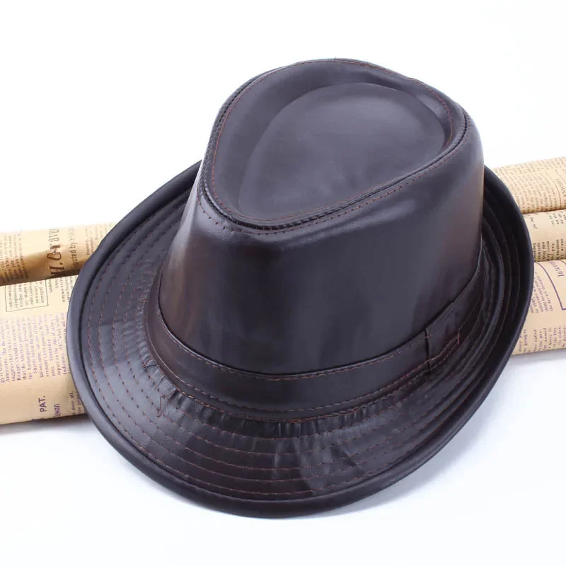 Rabbit / Leather Retro Plus Size Women Men's Black Oval Top Cap Fedora Heisenberg Mr White Porkpie Pork Pie Bowler Hat 57-59cm