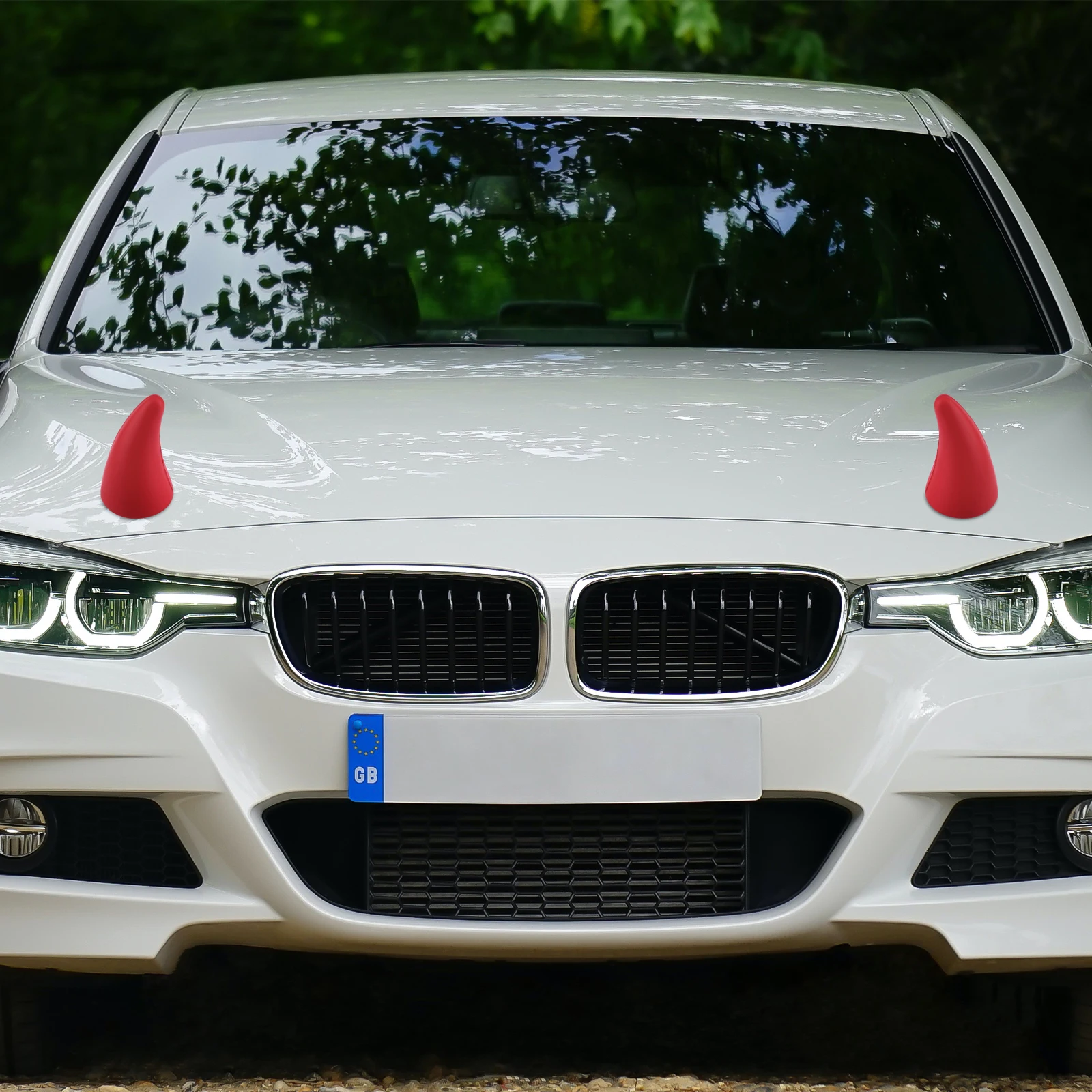 

Car Stickers Horns Red 3D Ornaments for Vehicle Decoration Bumper Protector Anti-collision Durable Rubber Car Styling