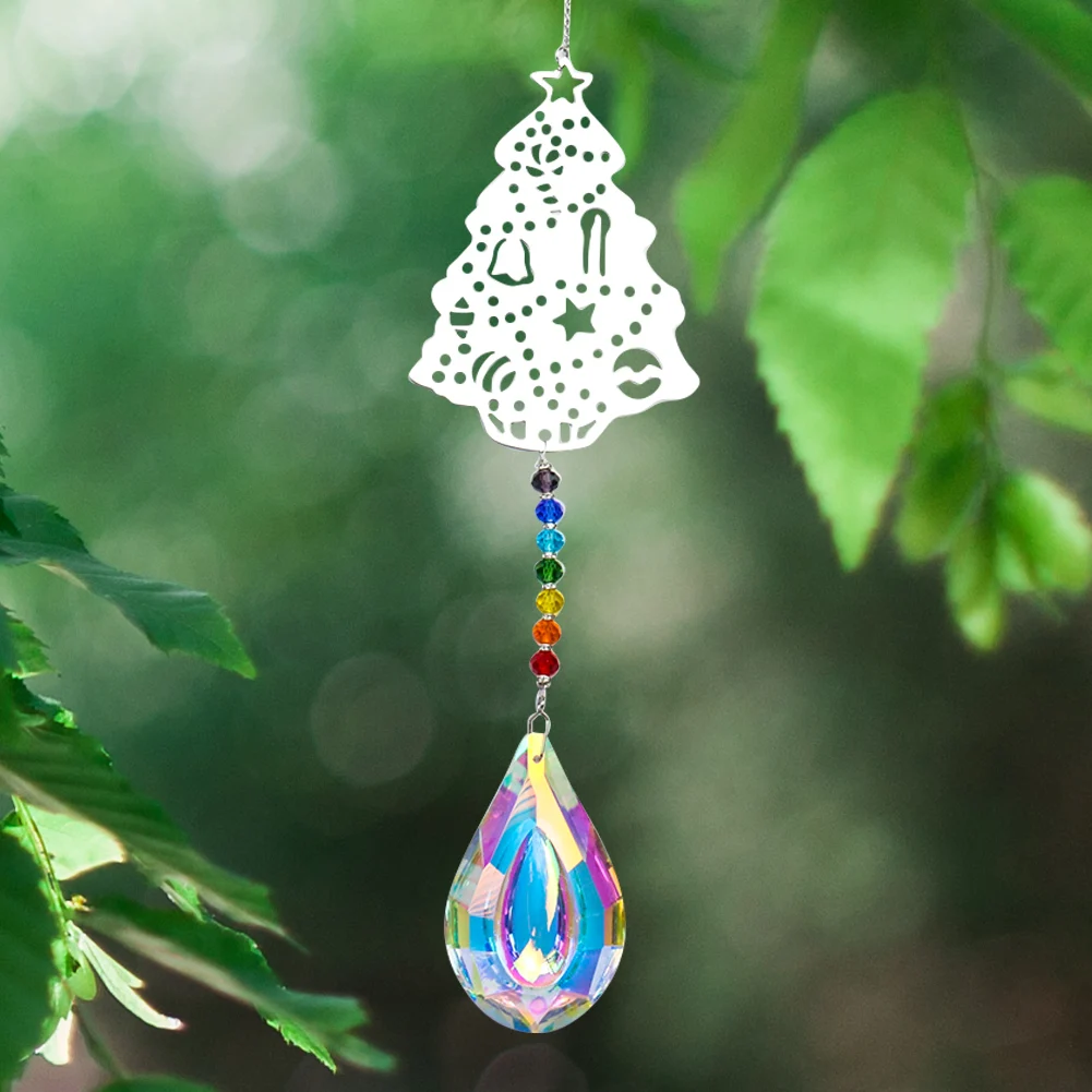 

Christmas Tree Star of Bethlehem Rainbow Spacer Glass Bead AB Color Water Droplets Crystal Sun Catcher Yard Garden Hanging Decor