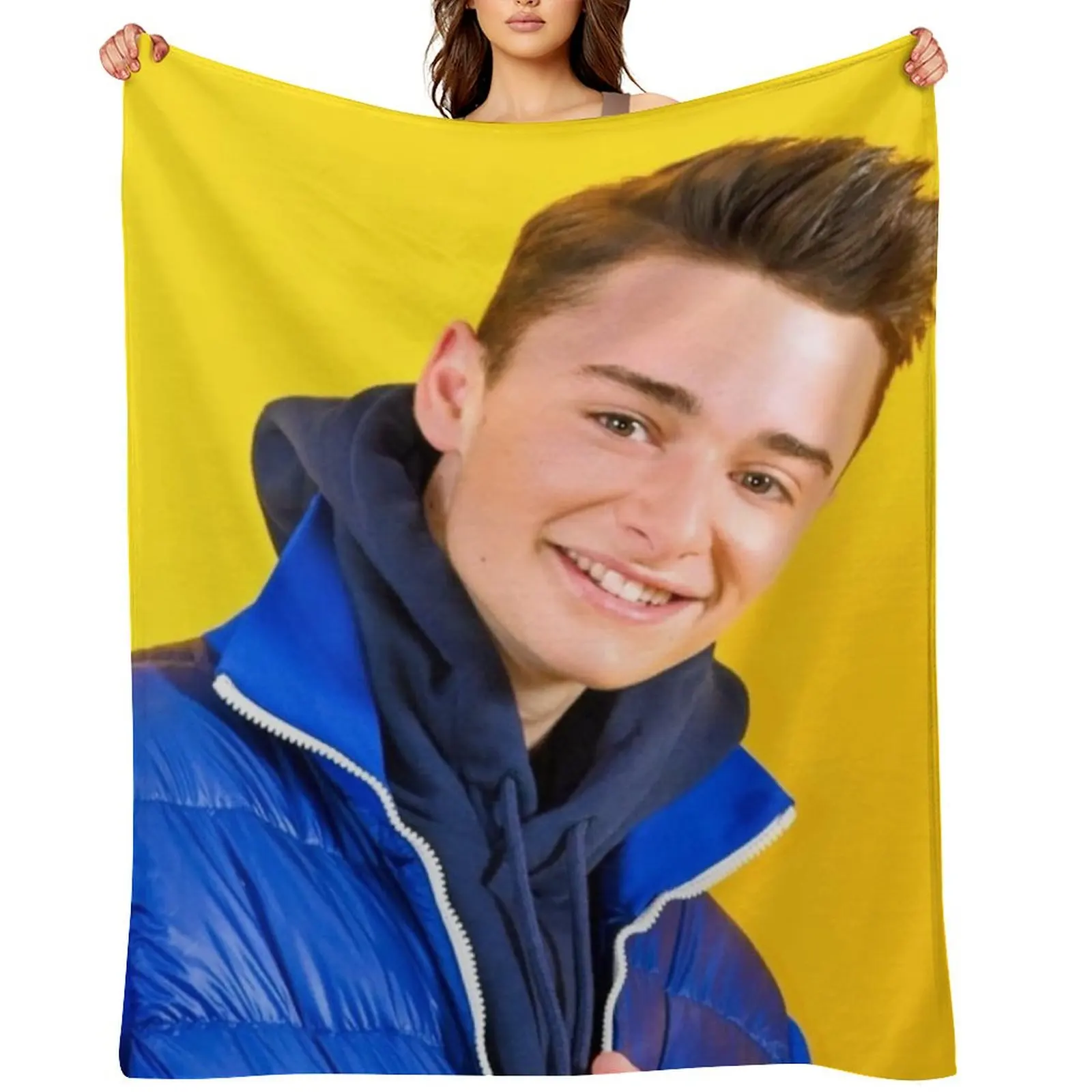 

Noah Schnapp Blue Jacket Throw Blanket Plush Soft Plaid Hair Soft Plush Plaid Blankets