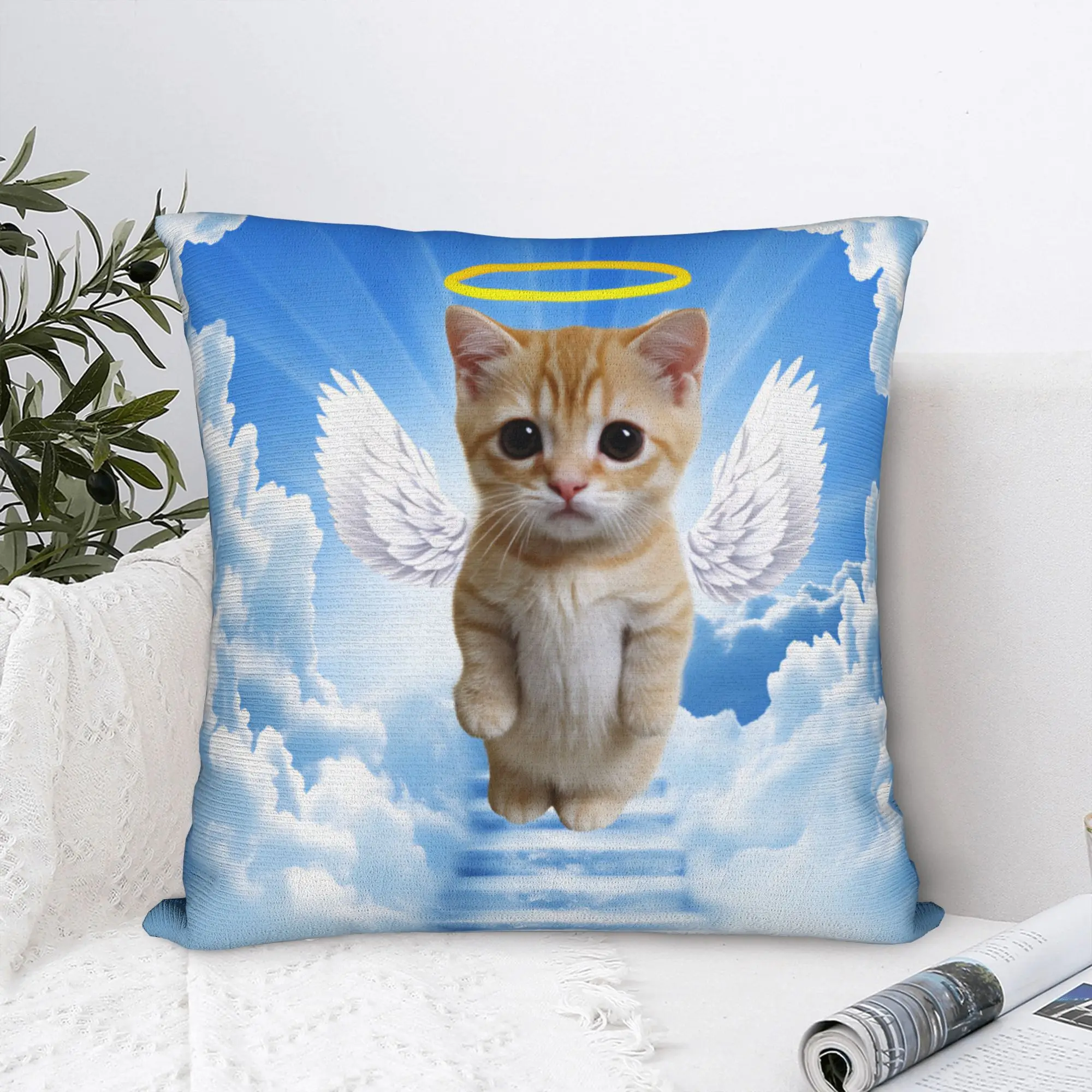 Stairway to Heaven Cat Pillow Case  Graphic Pillow Cover For Living Room Sofa Kawaii Pillowcases