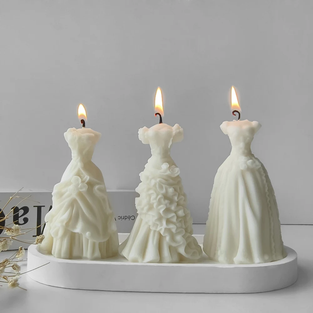 1 3D Bride Wedding Dress Aromatherapy Candle Silicone Mold DIY Hand Silicone Mold Scented Making Tools 3D DIY Handmade Fragrance