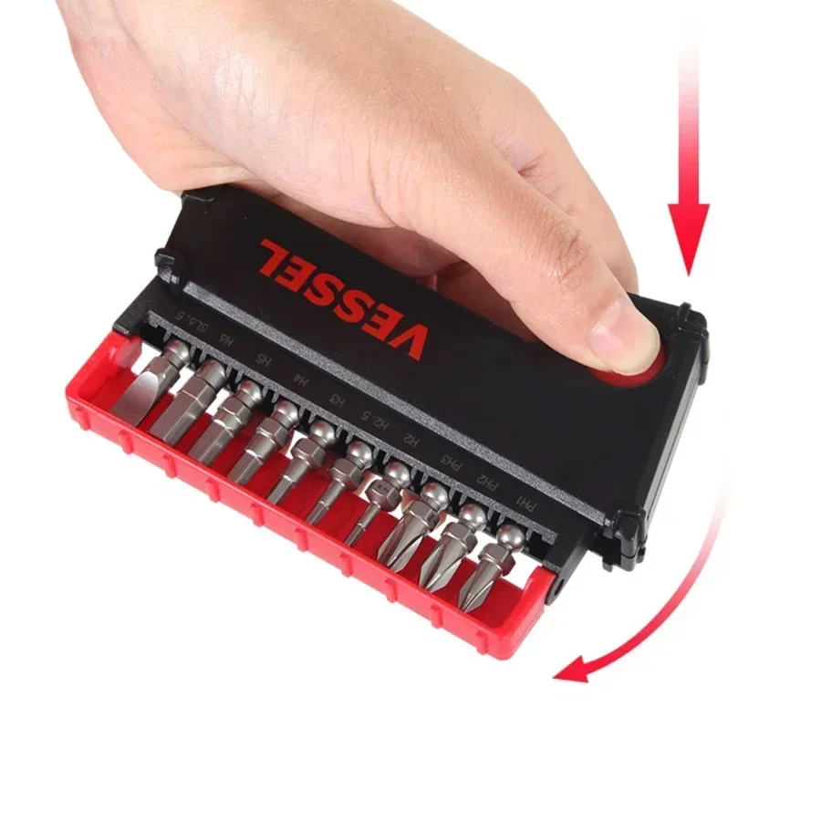 VESSEL IB11 Screwdriver Bits Set 11Pcs Impact Ball with Slide Case Screwdriver Replacement Bits Hand Tools torx screwdriver set