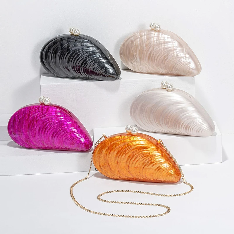 Fashion Shell Evening Bag Crossbody Wedding Acrylic New Special Shape Shoulder Clutch Luxury Woman Bags Purse Designer Handbag