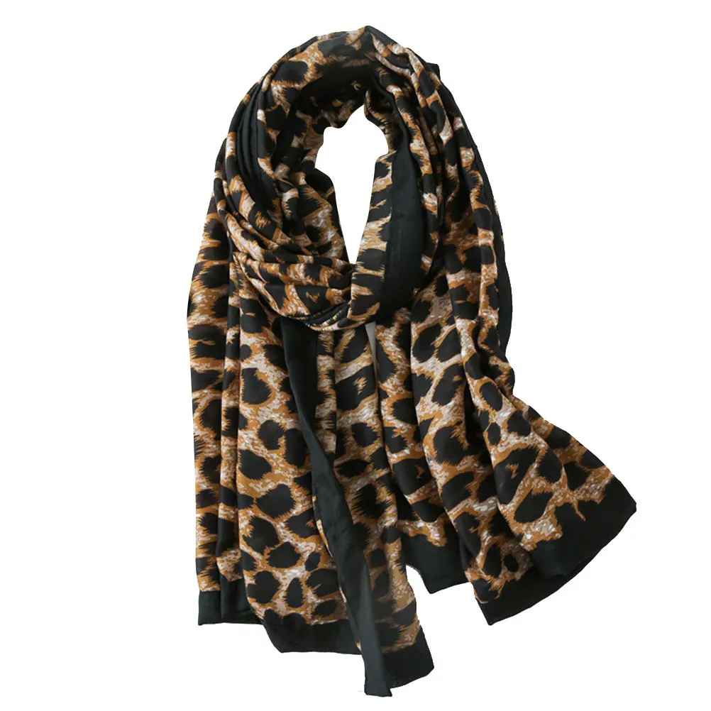 

Leopard Print Women Scarf Soft Premium Cotton Beach Wrap All Seasons Gift Women Leopard Scarf Travel Accessory