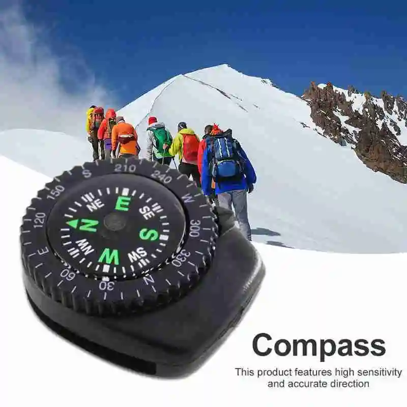 1/2PCS Mini Survival Compass, Pocket-Sized Black Mini Watch Strap Button Removable Compass For Camping, Hiking, Boating Outdoor
