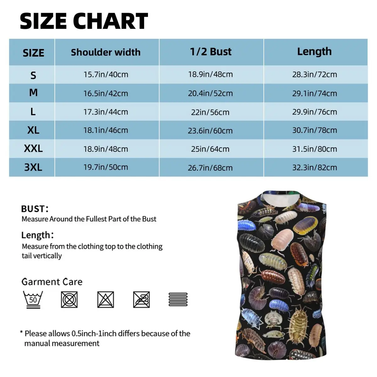 Isopods Insect Animal Men Printed Sleeveless T-shirt Casual Hip Hop Street Style Beach Holiday Tank Tops