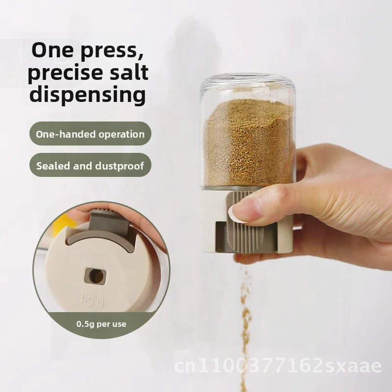 Quantitative Salt Bottle Glass Seasoning Jar with Moisture-proof Sealed Lid Kitchen Storage Container for Solid Seasonings in