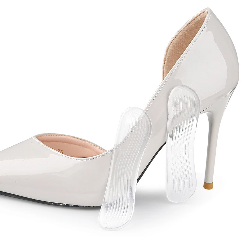 1 paire de autocollants de protection de talons hauts en Gel pour femmes, coussin de talon, soins des pieds, coussinets de chaussures antidérapants pour semelles intérieures de taille réglable