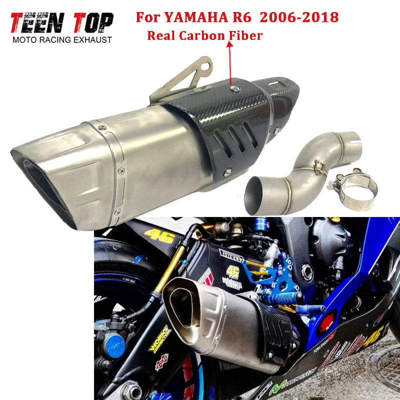 

Slip-on Exhaust For Yamaha YZF R6 Middle Link Pipe 2006-2018 Racing Exhaust Elbow 450mm Muffler 51mm Escape Moto Tube Silencieux