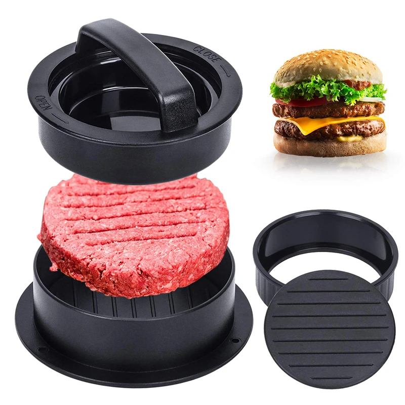 ABS Hamburger Press Meat Pie Press Stuffed Burger Mold Maker z papierowymi wkładkami do pieczenia Patty Pastry Tools BBQ Kitchen Accessories