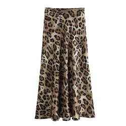 2024 Beach Skirt Leopard Print Half Skirt Summer Travel Seaside Travel Long Skirt Bohemian Resort Style