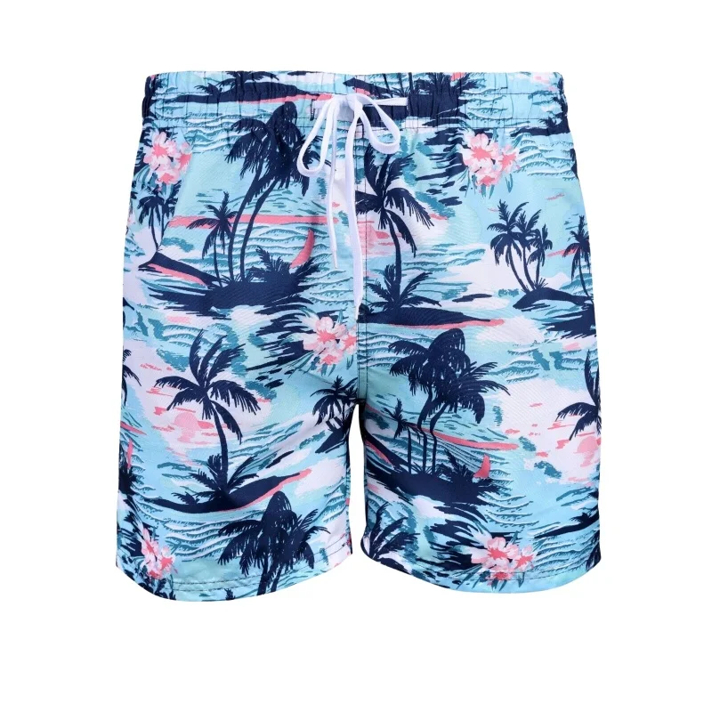 

Мужские шорты с тропическим принтом, 3D-печать, узор из пальмовых листьев и цветов, пляжные шорты для лета, свободные спортивные шорты для плавания