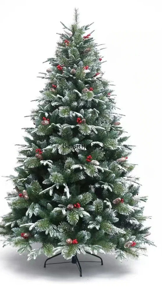 Large high-end Christmas tree PE pine needle pine cone dipped white encryption automatic tree