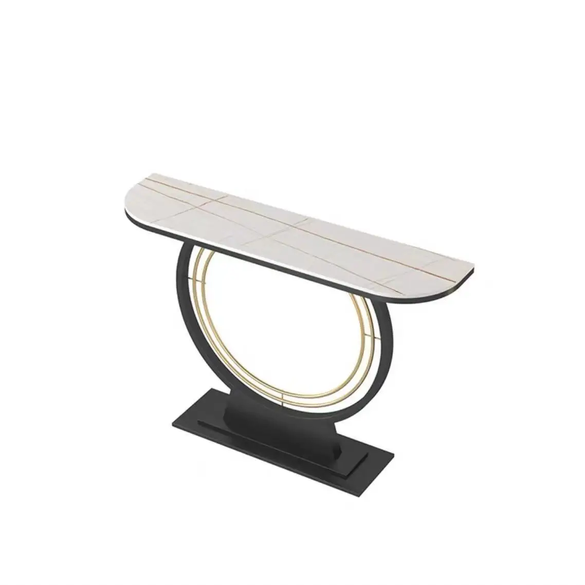 

Light luxury, long, narrow table, rock slab, entrance, new Chinese style, against the wall, semicircle