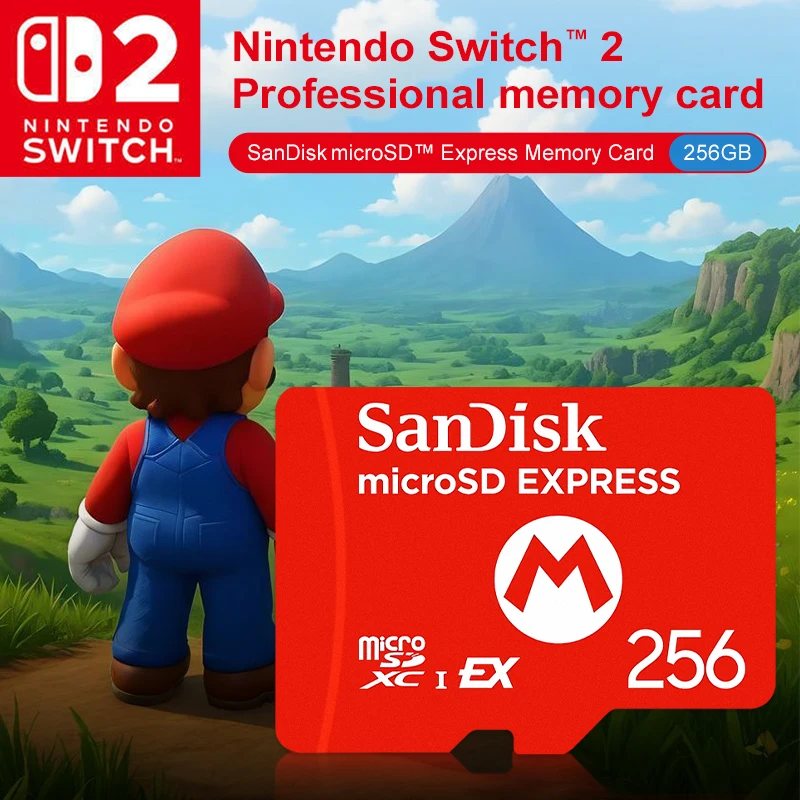 닌텐도 스위치 2용 100% 정품 SanDisk microSD 익스프레스 카드 256GB 최대 880MB/s 읽기 속도 TF 카드 고속 게임용 메모리 카드