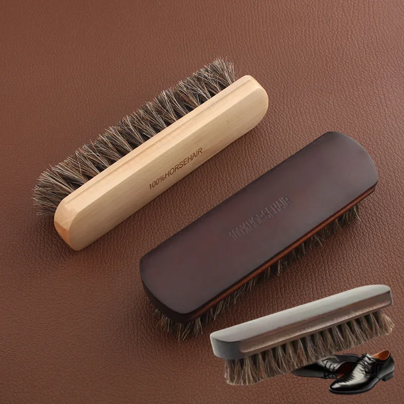 Leather Craft Cleaning Dust Solid Wood Large Size Horse Bristle Brush DIY Leather Shoes/car Seats Clean and Polish Tool Brush