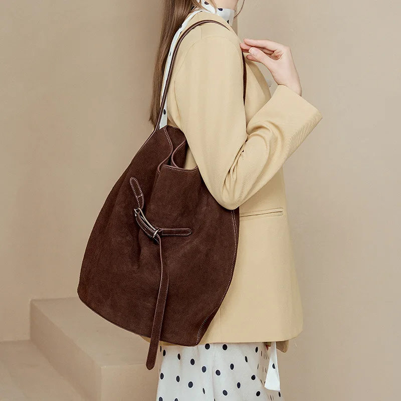 

Full Grain Leather Tote for Women, Korean Bucket, Large Luxury, Shoulder Travel, Сумка Женская