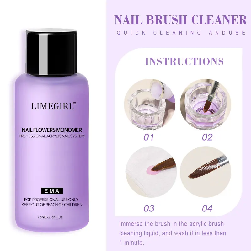 3 Colors Nail Acrylic Powder and 75ML Liquid Set with 3 pcs Nails Brushes & Drill Tools for Manicure Salon & Home Art DIY Set