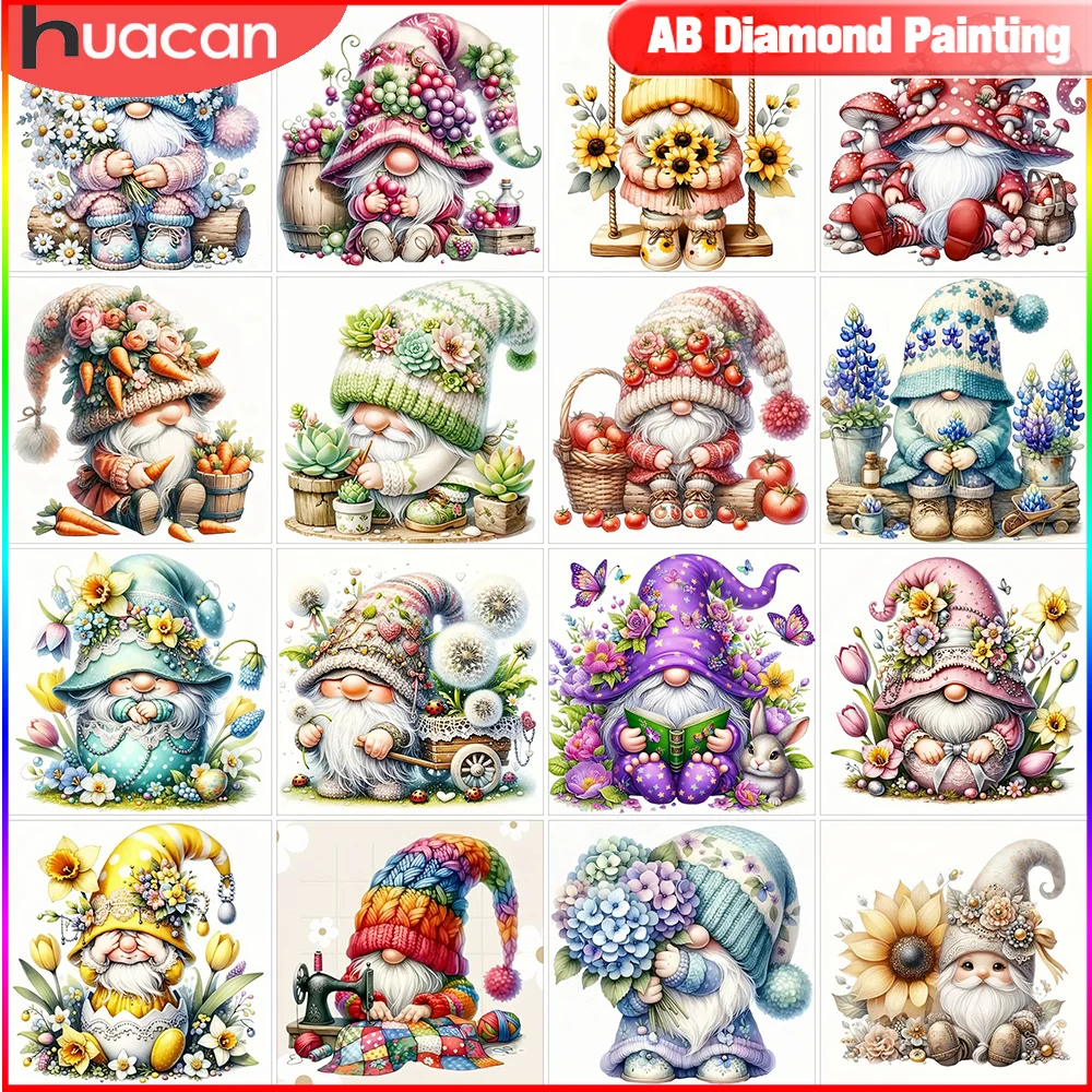 HUACAN Diamond Painting Gnome Embroidery Cross Stitch Cartoon Mosaic New Arrival 5D DIY Picture Rhinestones Handmade Gift