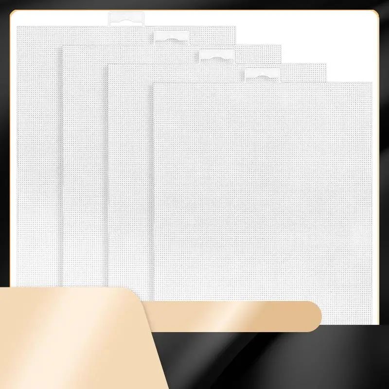 X40A_XA-4 PCS 14 Count Plastic Mesh Canvas Sheets For Embroidery, White Plastic Needlepoint Canvas (8 X 11 Inches)