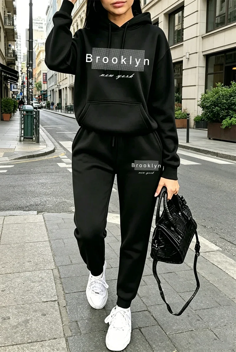 Womens Tracksuit Printing Casual Hoodie Sweatshirts Outdoors Sports Jogging Clothing Autumn Winter Fashion Versatile Sportswear