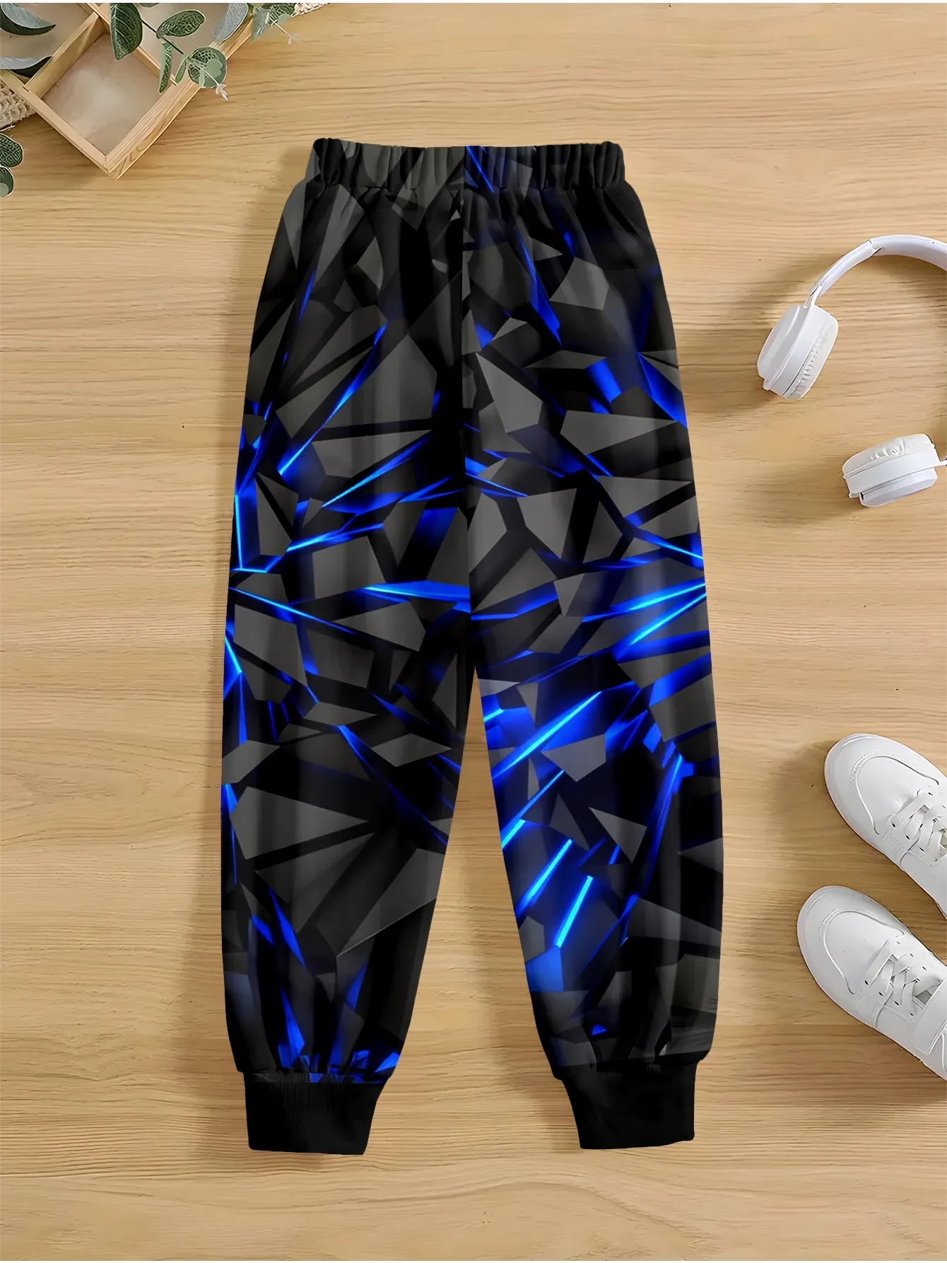 Cycling/camping Outfit, Cool Blue Light Line Printed Ankle Pants, Off-road Motorcycle, Mountain Bike, Casual Sports Pants