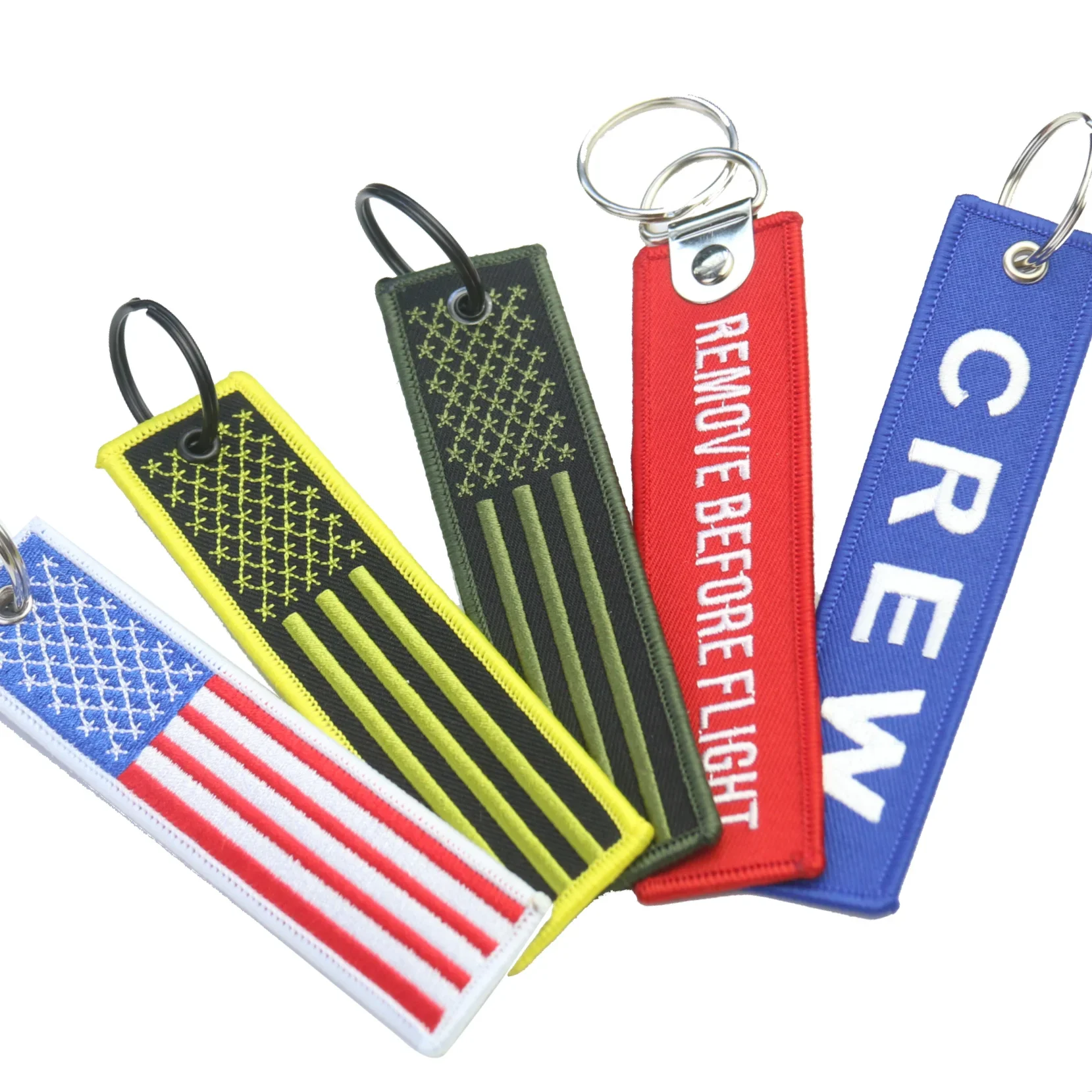 13cm US Flag Embroider Keychain Monogram Motor Strap Key Ring Chain Car bike Backpack Bag Zipper American Coat Decor Accessories