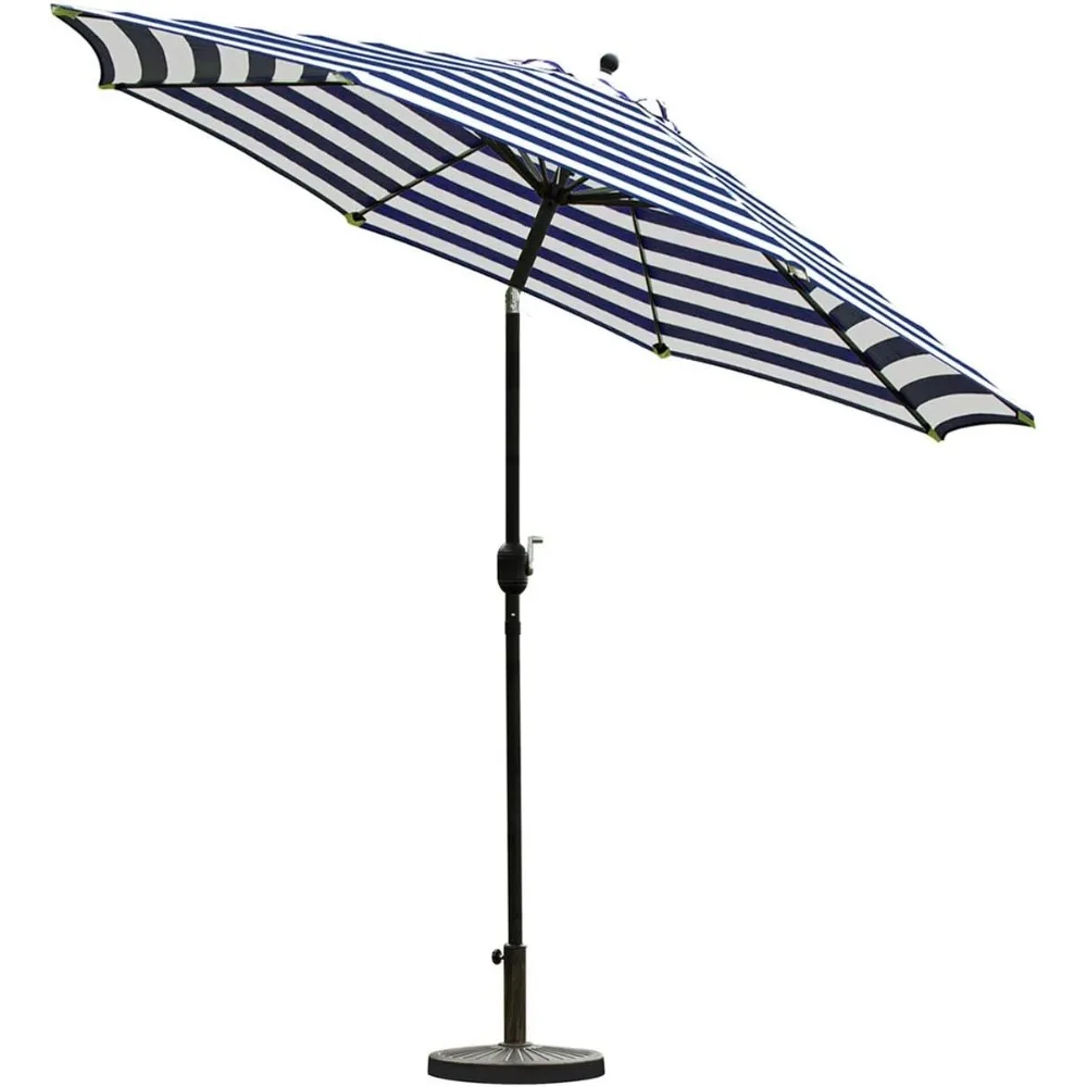 Sunnyglade 9' Patio Umbrella Outdoor Table Umbrella with 8 Sturdy Ribs (Blue and White)