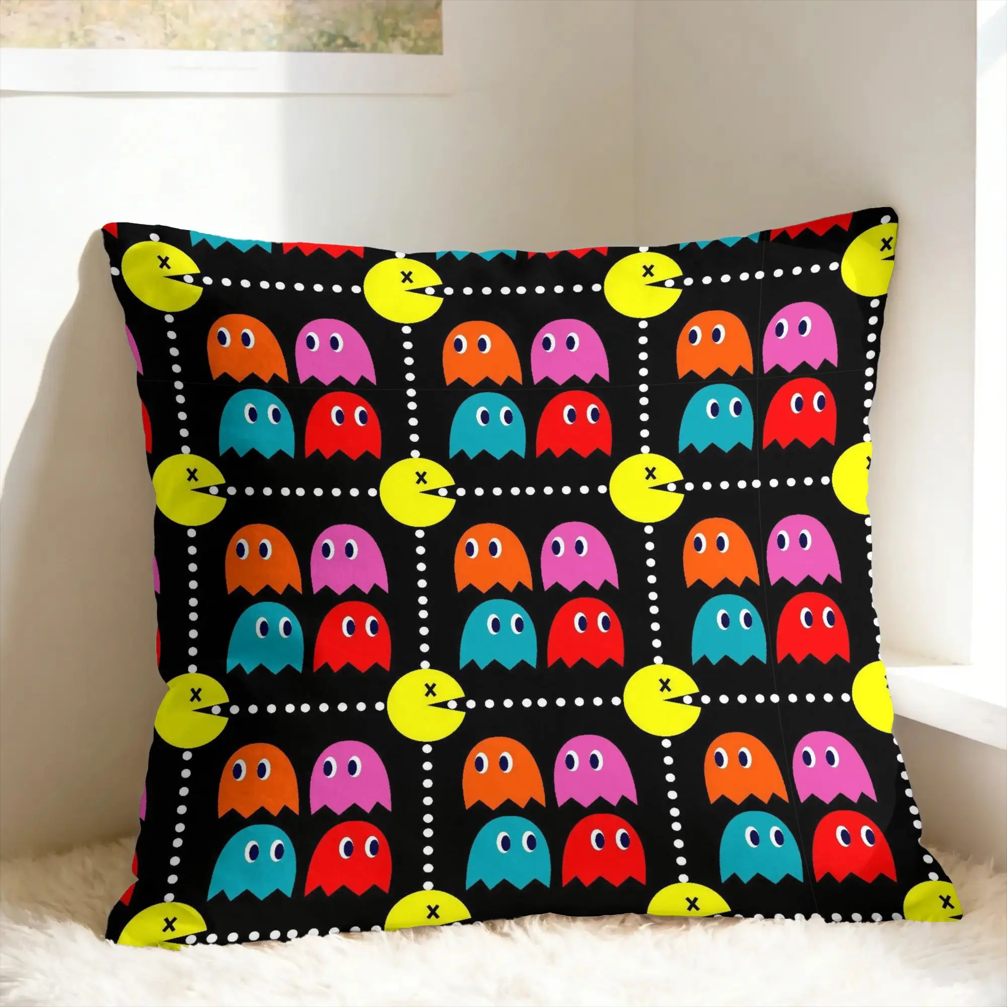 Pac-Man Pillow Cover  Cute Funny Pillow Case For Couch Sofa Bedroom Soft Pillowcases Gift