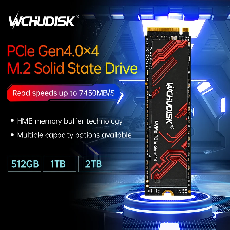 Wchudisk SSD M2 NVMe 512GB 1TB 2TB M.2 NVMe PCIe Gen4x4เดสก์ท็อป SSD Disk 22x80mm สถานะของแข็งภายในไดรฟ์สำหรับโน๊ตบุ๊ก1TB 512GB