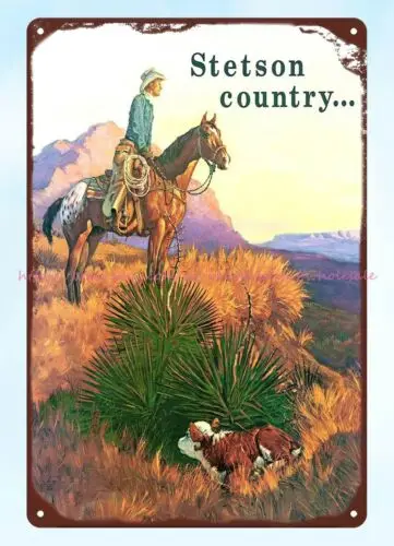 cute home decor stores STETSON COUNTRY metal tin sign