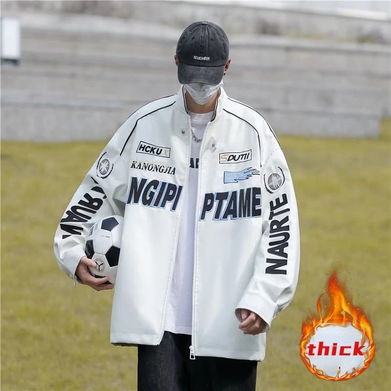 American Jacket Men's Fashionable Pilot Motorcycle Suit Hiphop Trendy Brand Loose Oversized Ruffian Handsome Top Spring Autumn