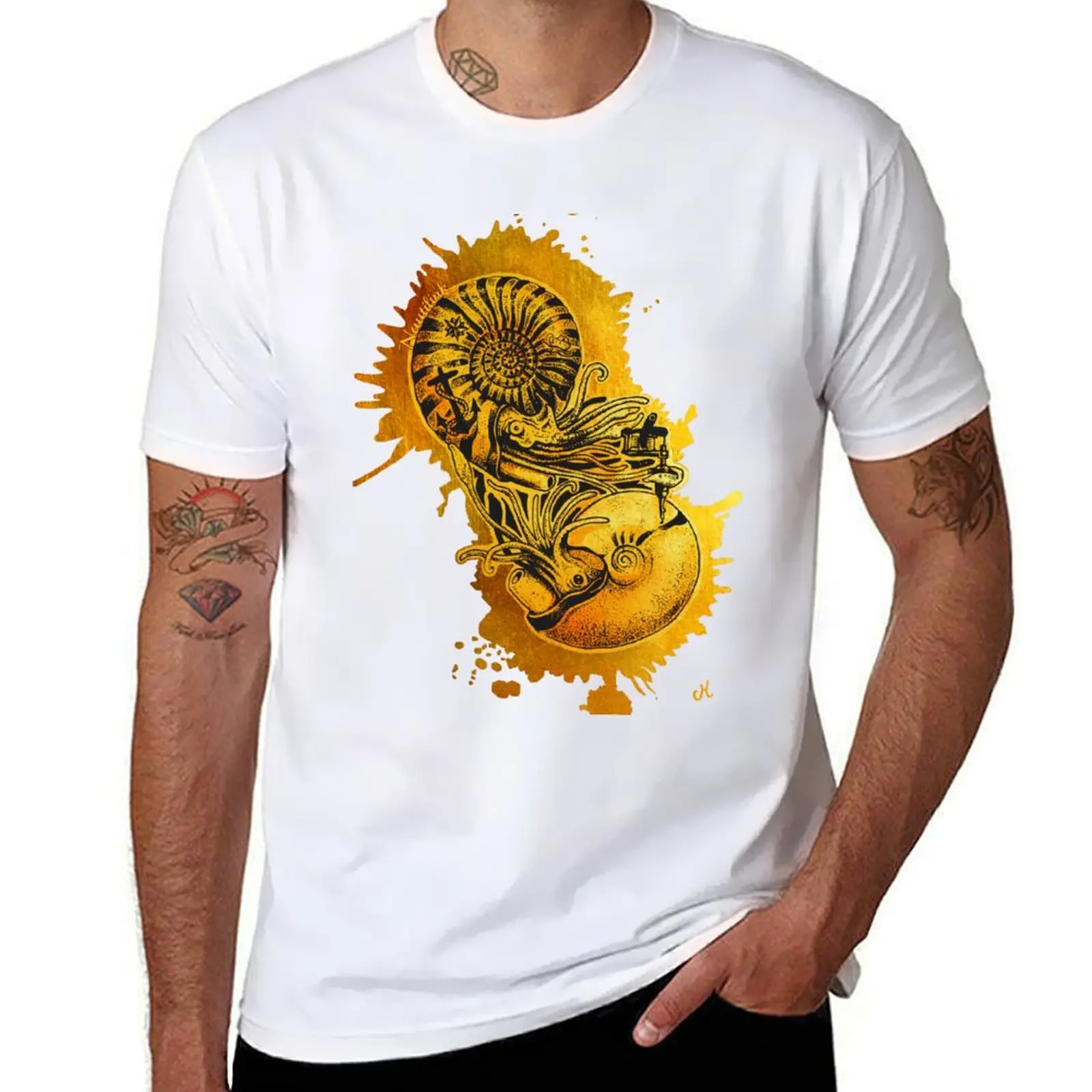 

Nautilink Tattoo Gold T-Shirt man t shirt summer funny t shirts cotton graphic t shirts for man T-Shirt