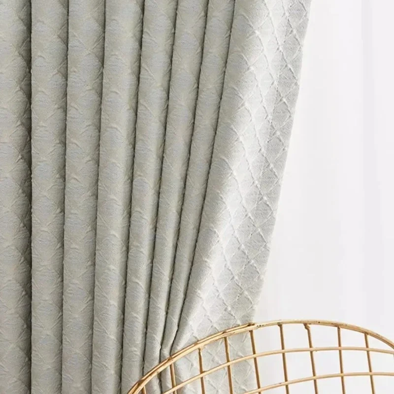 Cream Pigeon Crinkle Jacquard Thickened Blackout Curtains for Living Room Bedroom French Window Balcony Window Customized