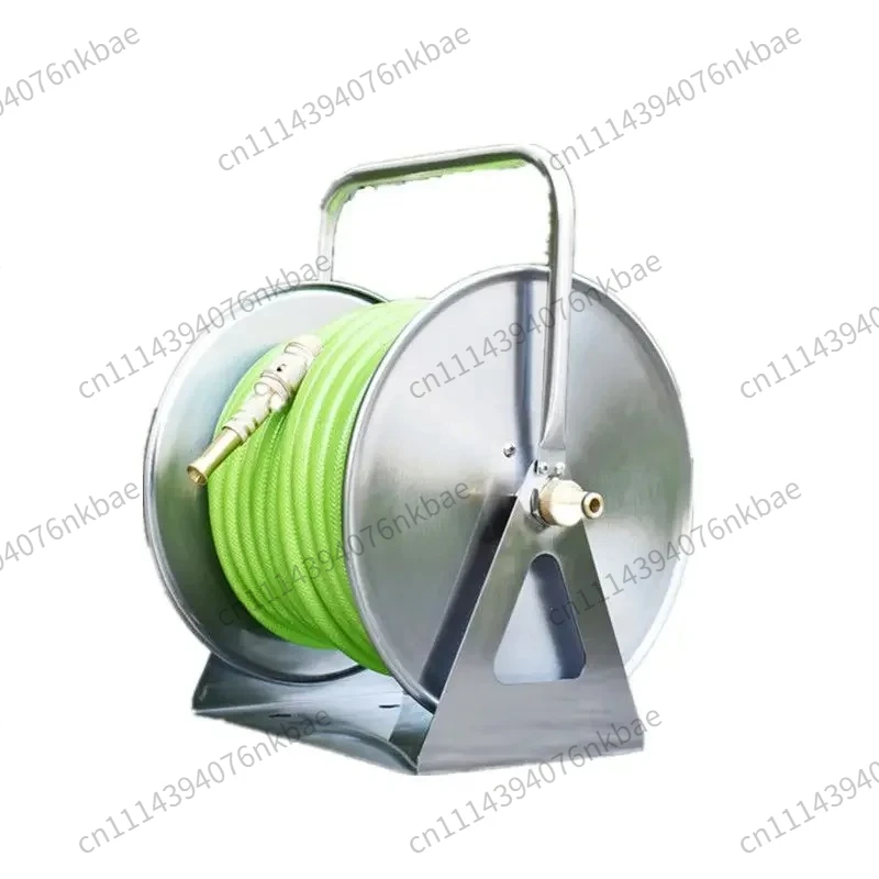 Wall Mount Stainless Steel Hose Reel, Portable Heavy Duty Garden Hose Storage Holder for Irrigation & Washing