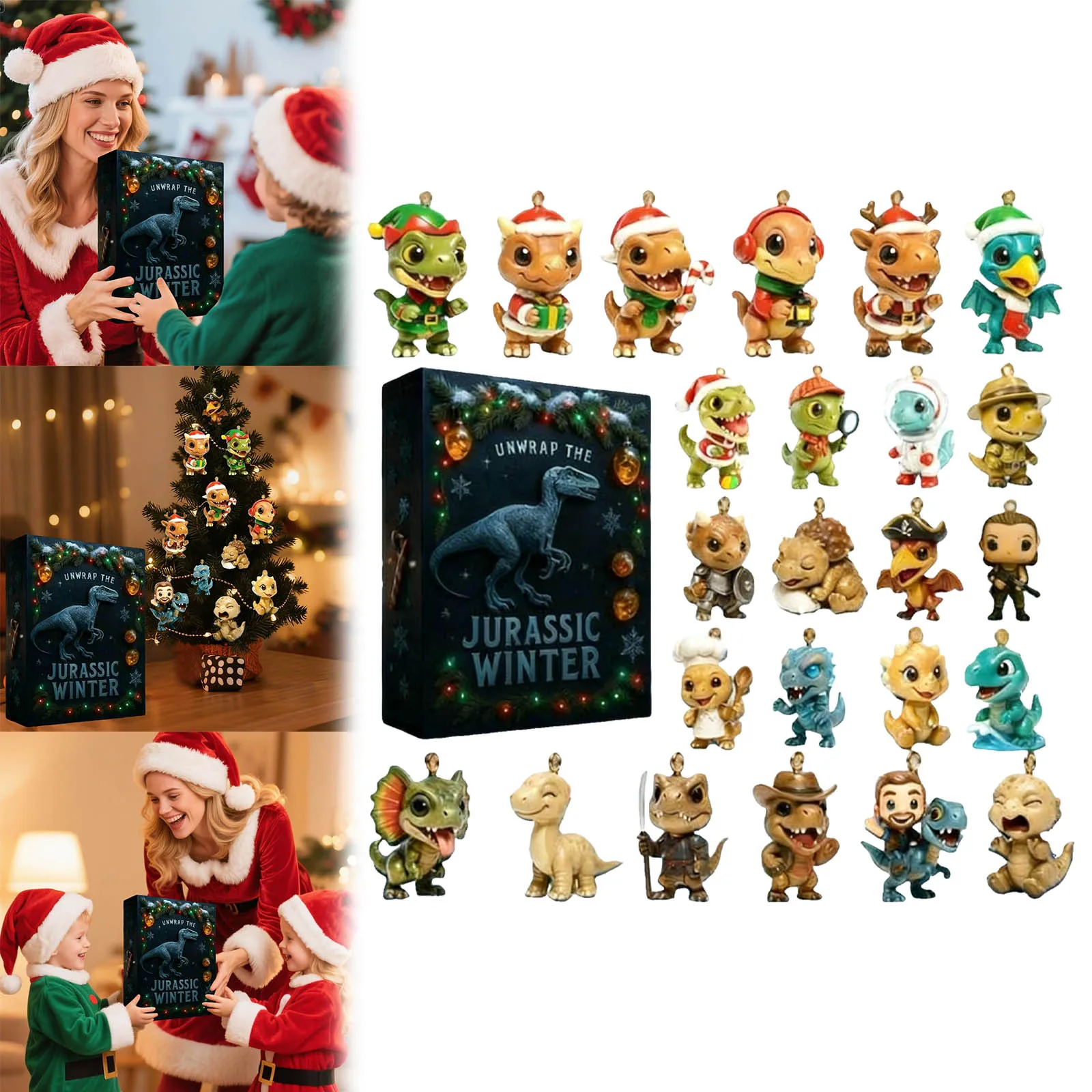 Horloge de retraite, calendrier de vacances 2025, contenant 24 pendentifs en acrylique, adapté à diverses heures de fête, minuterie en verre pour enfants de 2 minutes